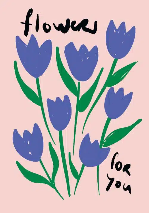 Context cards Gevouwen kaart- la vie est belle flowers