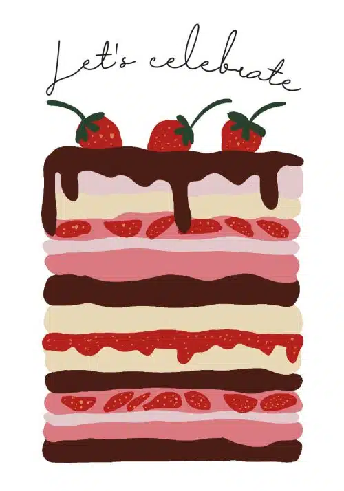 Context cards Gevouwen kaart- la vie est belle let's celebrate taart