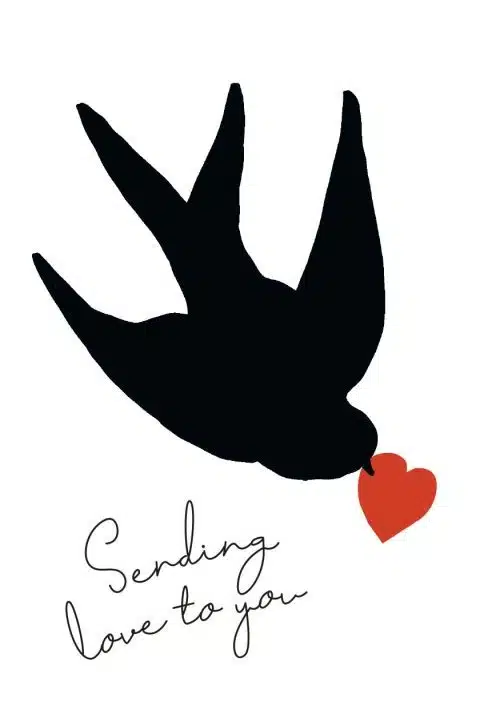 Context cards Gevouwen kaart- la vie est belle sending love vogel