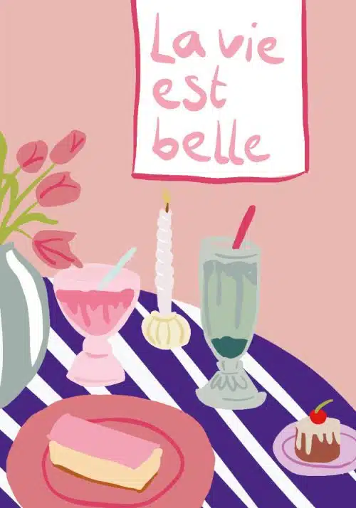 Context cards Gevouwen kaart- la vie est belle