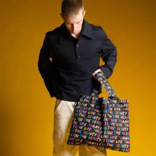 LOQI opvouwbaar tasje gerecycled love life zwart