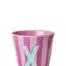 RICE Melamine beker letter X roze thema strepen