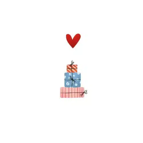 Yon gevouwen kaart cadeautjes met hartje
