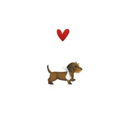 Yon gevouwen kaart teckel in mitella