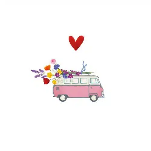 Yon gevouwen kaart volkswagenbus