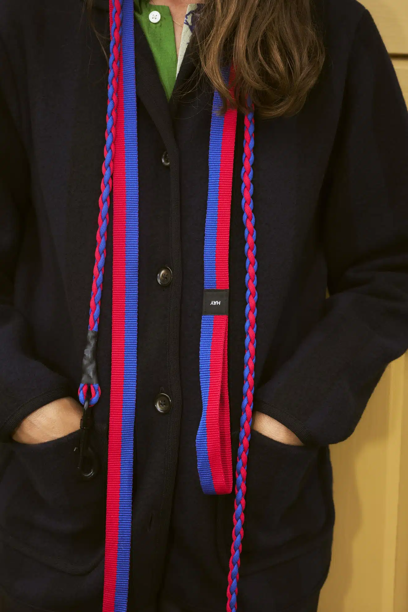 HAY Hondenriem gevlochten rood/blauw