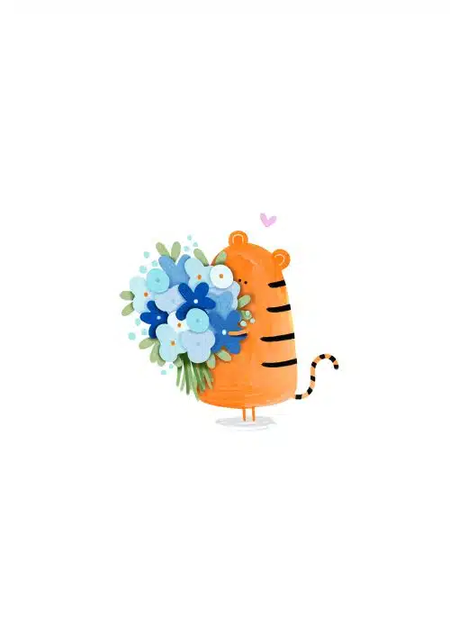 Klein Liefs Gevouwen kaart - Tijger met bloemen