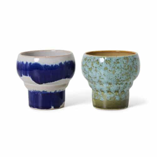 HK Living 70's Ceramics Lungo Mugs – Symbolist Set van 2 | Retro Koffiemokken