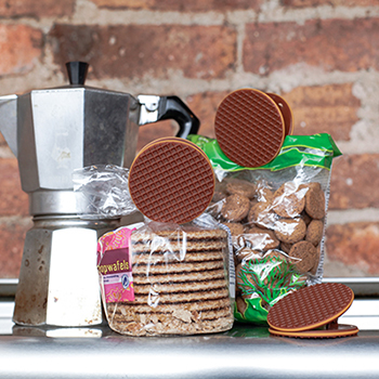 KIKKERLAND zak clips set van 4 stroopwafeltjes