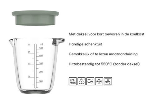 Mepal Chef it glas maatbeker 500ml Chalk
