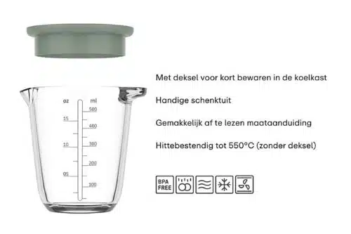 Mepal Chef it glas maatbeker 500ml Chalk