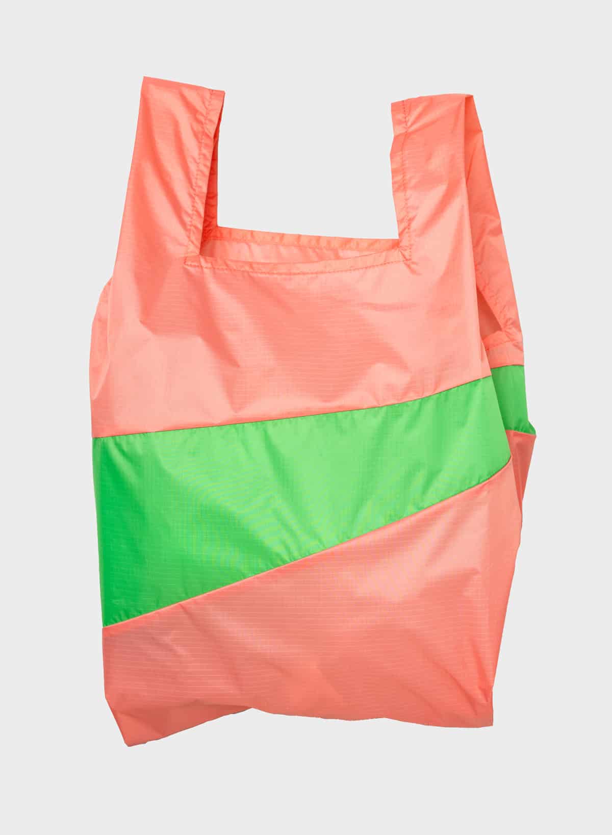 SUSAN BIJL Shopping bag coral & greenscreen L