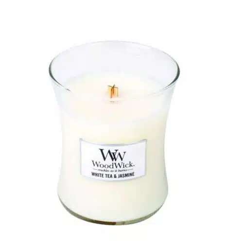 Woodwick White tea & jasmine kaars medium