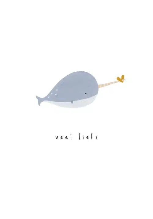 Klein Liefs Gevouwen kaart - Veel liefs walvis