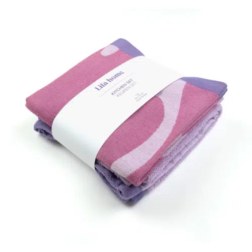 Lifa Home Theedoek en handdoek set vivid violet