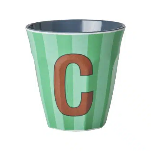 RICE Melamine beker letter C blauwe thema strepen