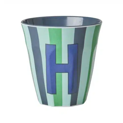 RICE Melamine beker letter H blauwe thema strepen