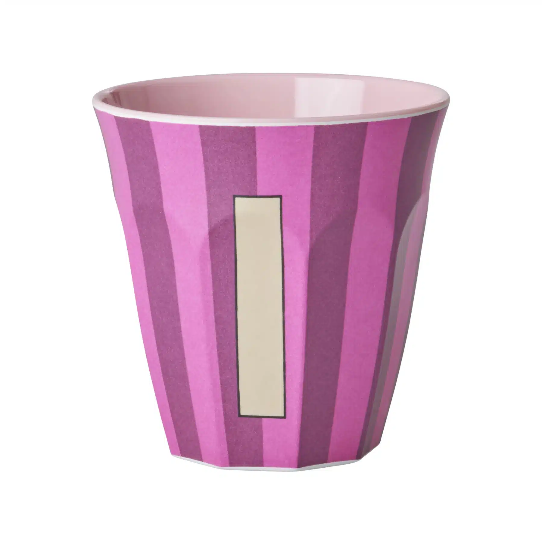 RICE Melamine beker letter I roze thema strepen