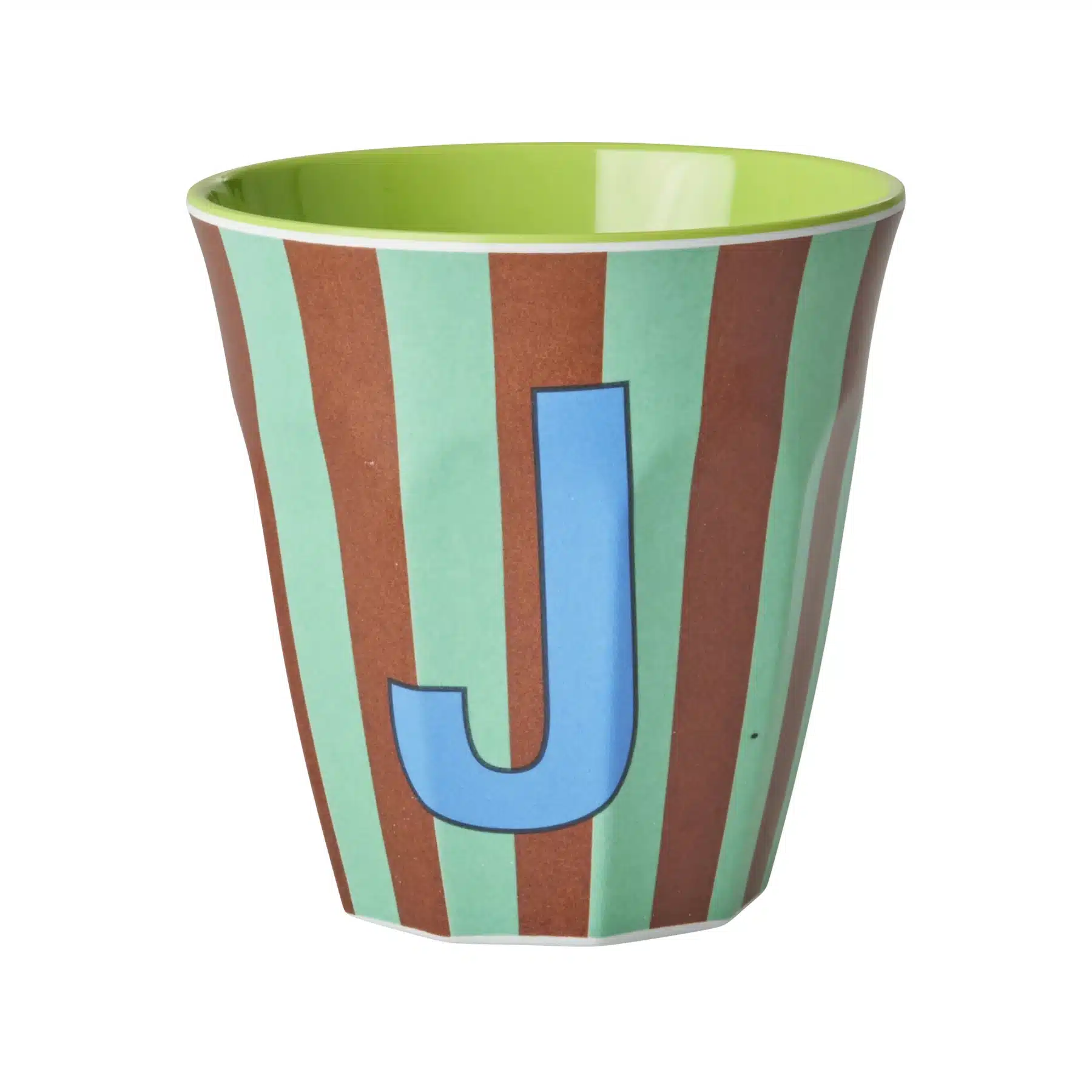 RICE Melamine beker letter J blauwe thema strepen