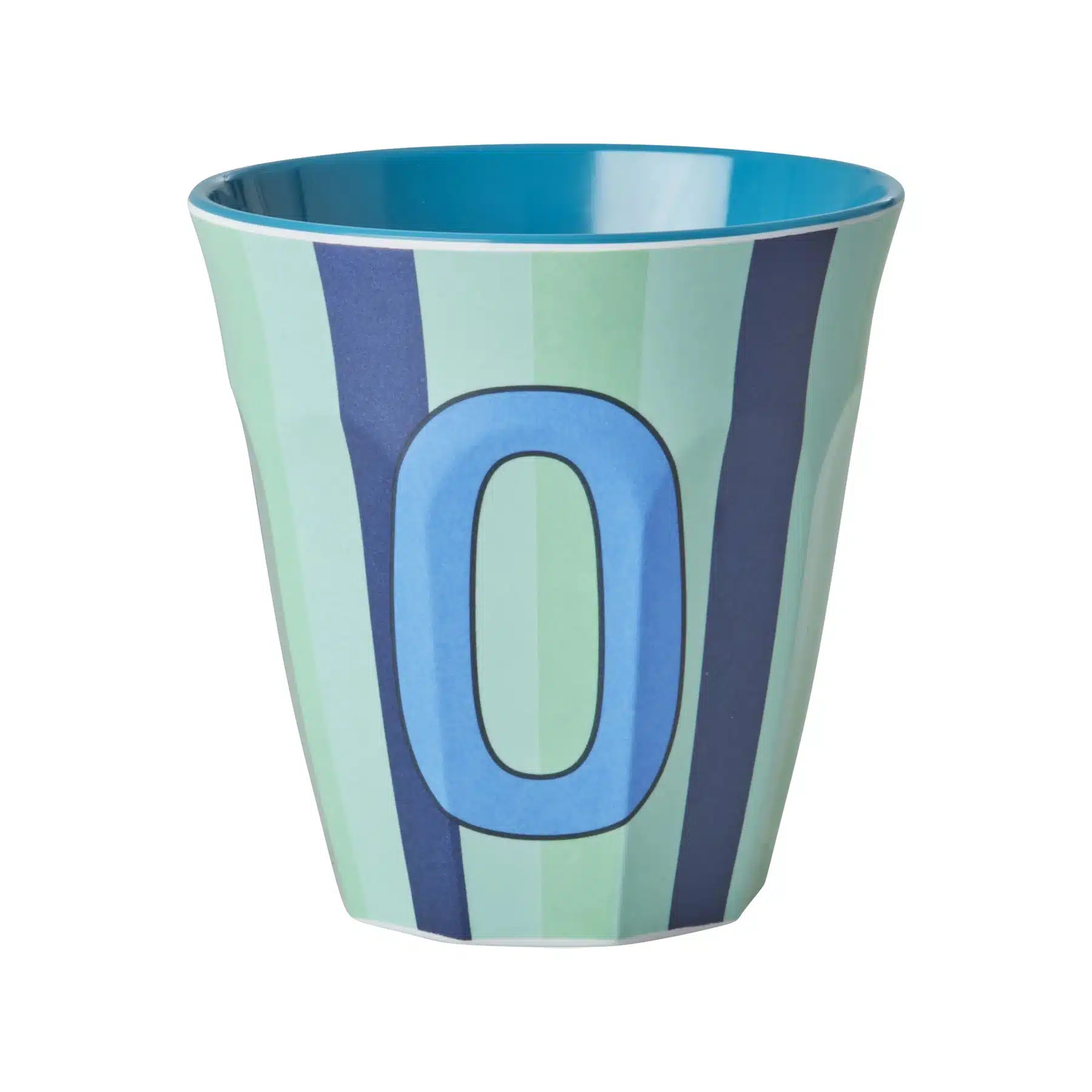 RICE Melamine beker letter O blauwe thema strepen