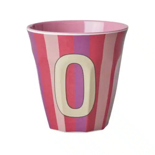 RICE Melamine beker letter O roze thema strepen