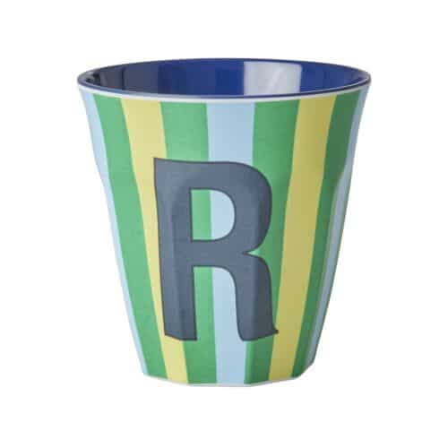 RICE Melamine beker letter R blauwe thema strepen