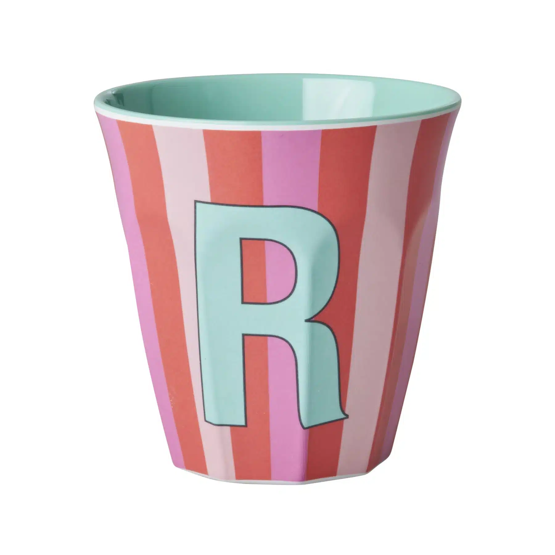 RICE Melamine beker letter R roze thema strepen
