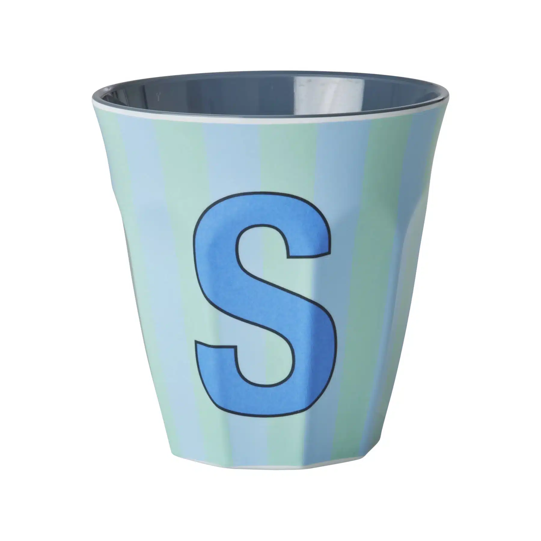 RICE Melamine beker letter S blauwe thema strepen