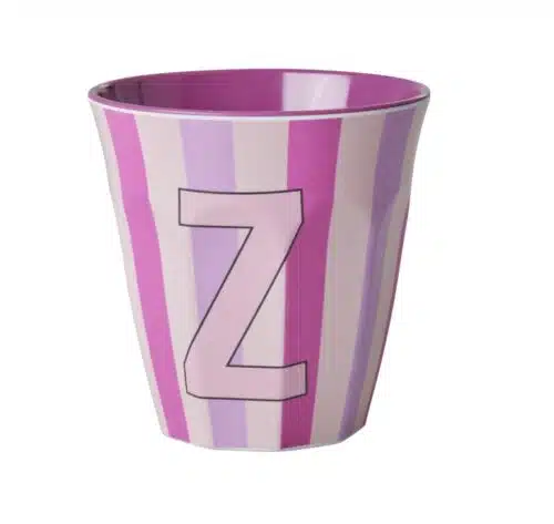 RICE Melamine beker letter Z roze strepen