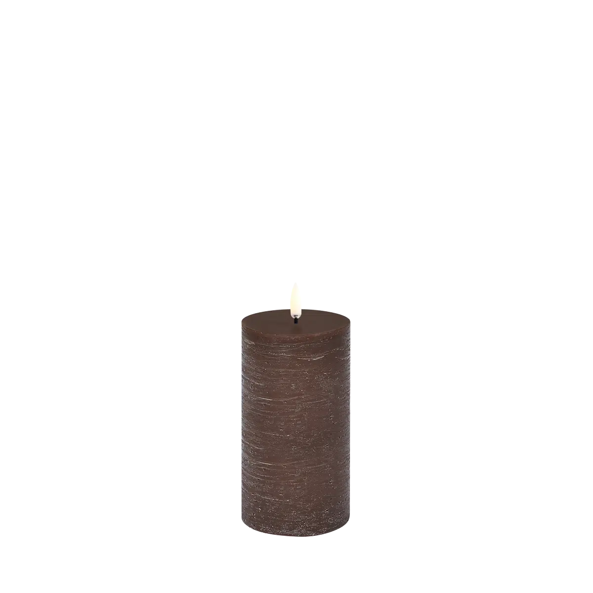 Uyuni LED pillar kaars bruin 7,8 x 15 cm