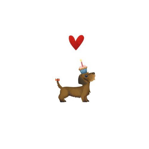 Yon gevouwen kaart teckel met cupcake