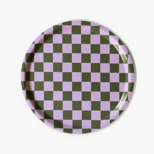 Blu Kat dienblad lila/olive checker rond 31cm
