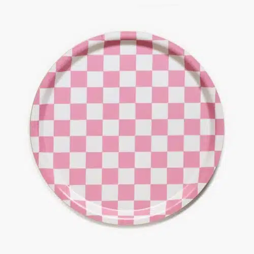 Blu Kat dienblad rasberry/cream checker rond 38cm