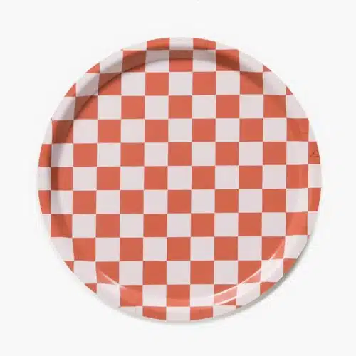 Blu Kat dienblad/coral sand checker rond 31cm