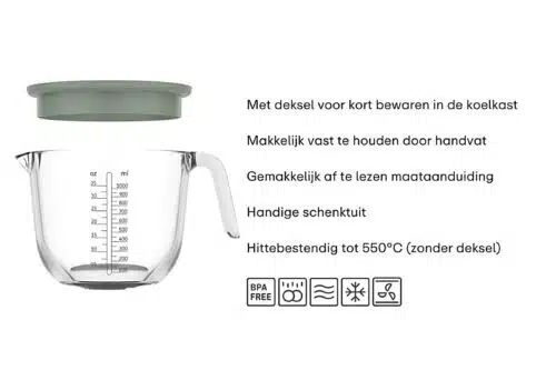 Mepal Chef it glas maatbeker 1000ml Chalk