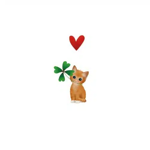 Yon gevouwen kaart kat met klavertje 4