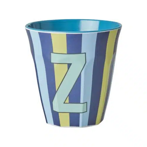 RICE Melamine beker letter Z blauwe thema strepen