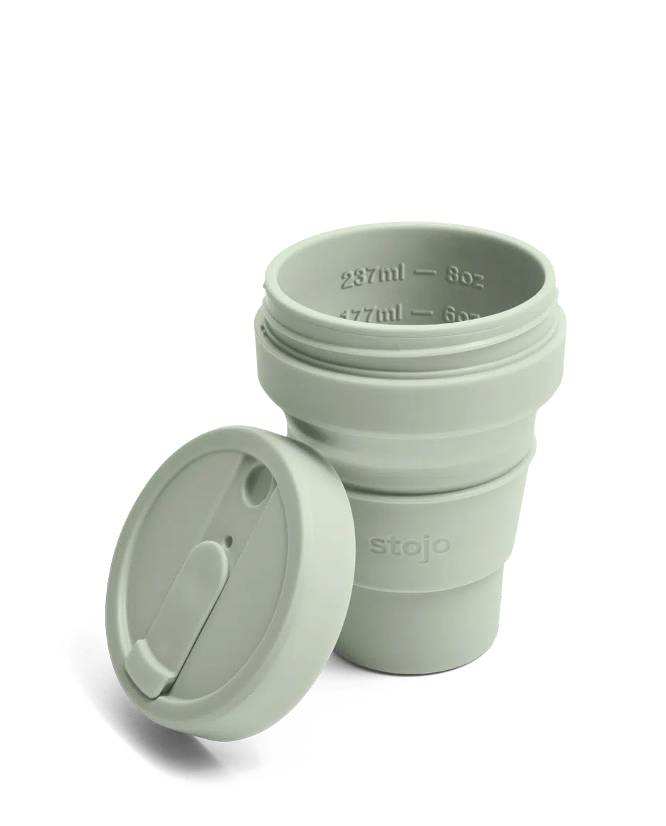 Stojo Junior cup 250 ml met rietje saliegroen