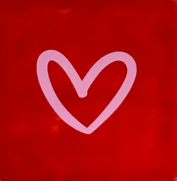 Yett Quote tegel hartje dik gedrukt rood/roze 10x10