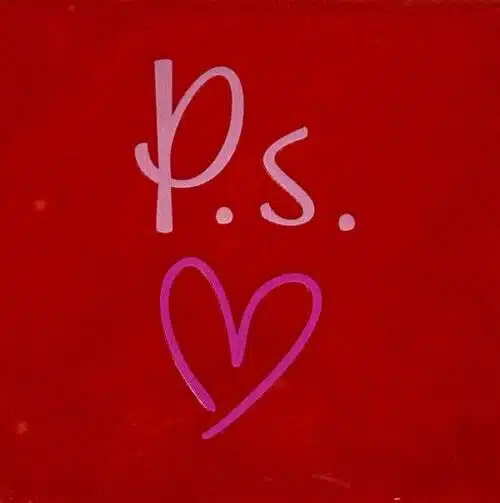 Yett Quote tegel p.s.hartje rood/roze10x10