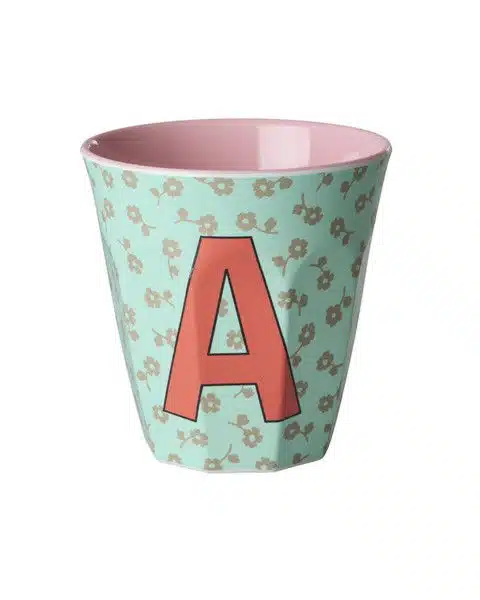 RICE Melamine beker letter A flowers
