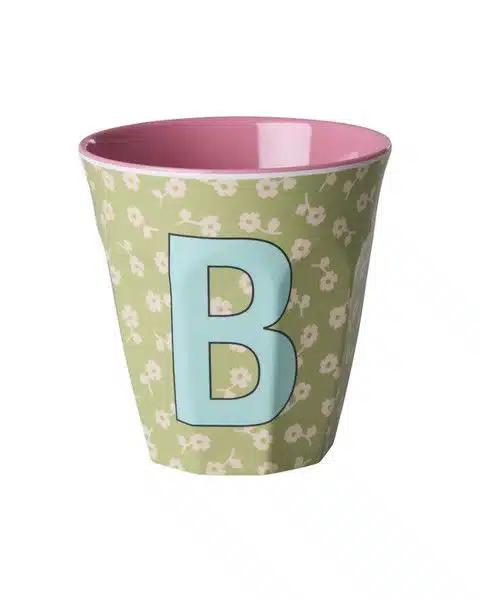 RICE Melamine beker letter B flowers
