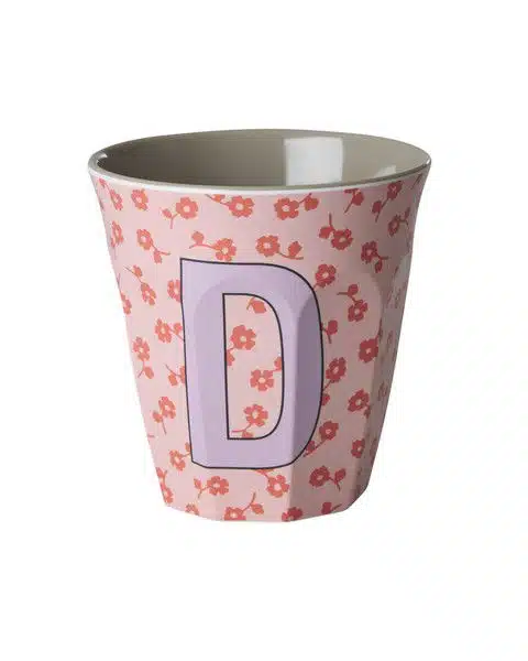RICE Melamine beker letter D flowers