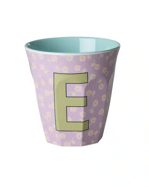 RICE Melamine beker letter E flowers