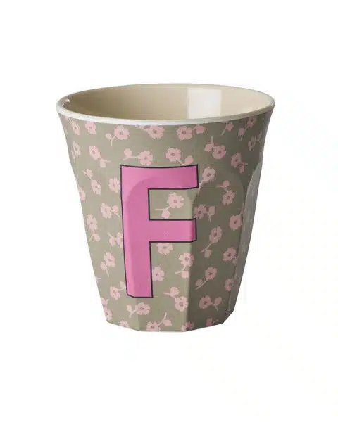 RICE Melamine beker letter F flowers