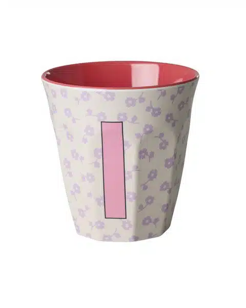 RICE Melamine beker letter I flowers