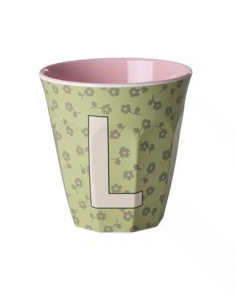 RICE Melamine beker letter L flowers