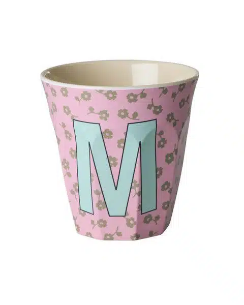 RICE Melamine beker letter M flowers