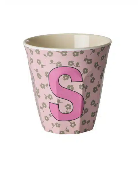 RICE Melamine beker letter S flowers