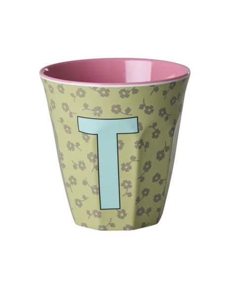 RICE Melamine beker letter T flowers